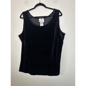 Quacker Factory Black Velour Velvet Tank Top Size Women's Plus Size 1X New NWT